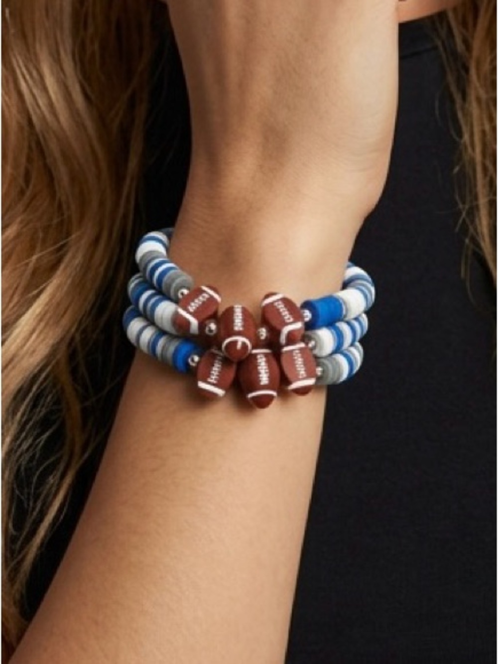 Cowboys Blue White Clay Bead Bracelet, Football Gameday Spirit Stack BTJ - Picture 2 of 9